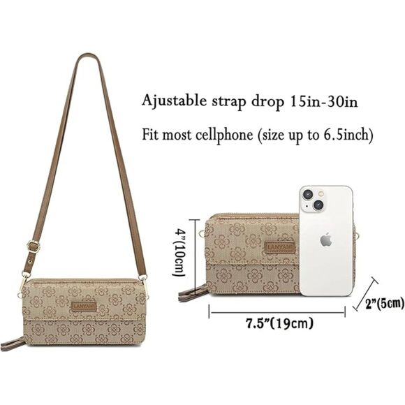 Women Jacquard Khaki Imported Faux Leather Crossbody With Phone Pocket Bags - Picture 4 of 4